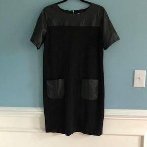 LOFT Black Faux Leather Dress